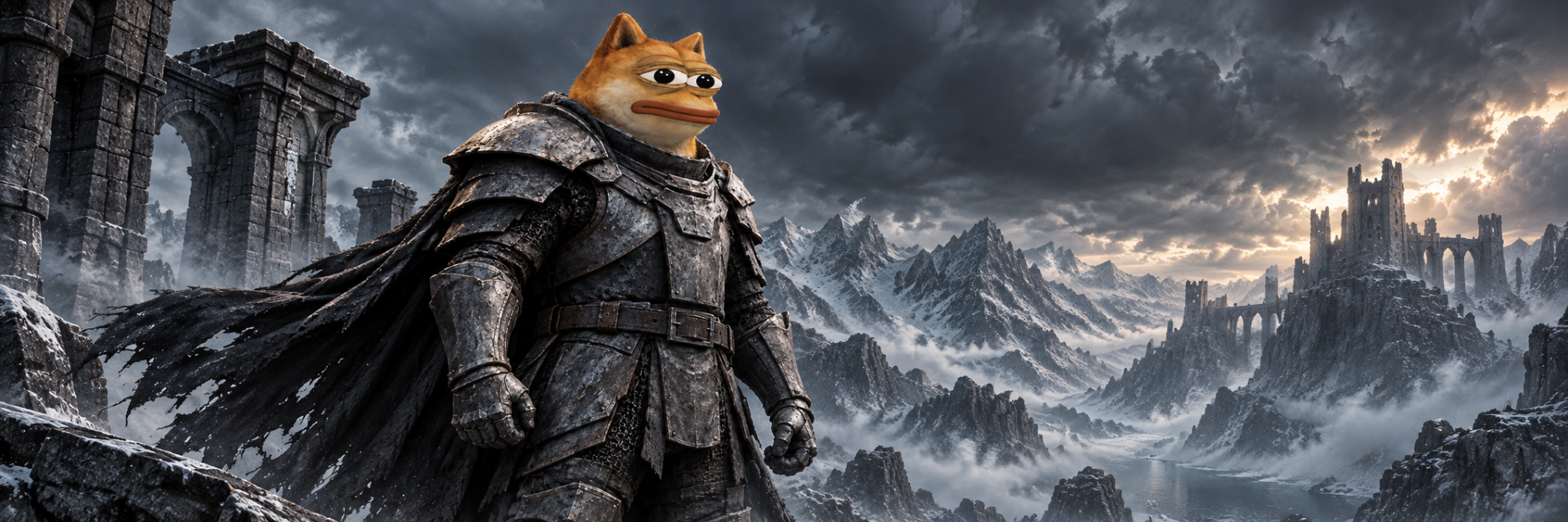 Wide profile banner with The White Dope in a mountain kingdom
